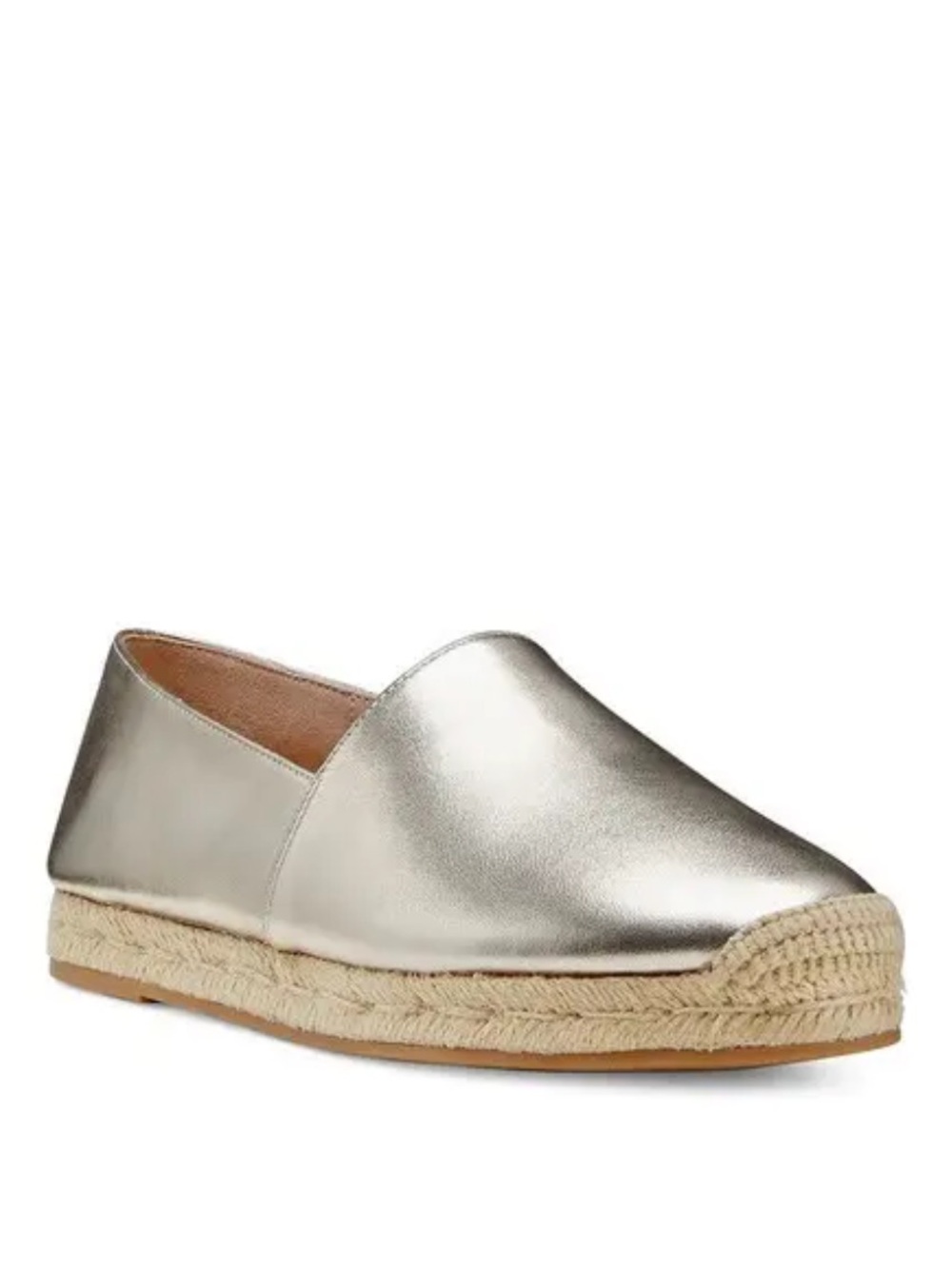 NEW NIB Stuart Weitzman Mykonos Espadrille Flat Gold Metallic Napa Leather